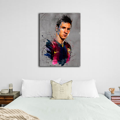 Footballer Lionel Messi Canvas Wall Art Print