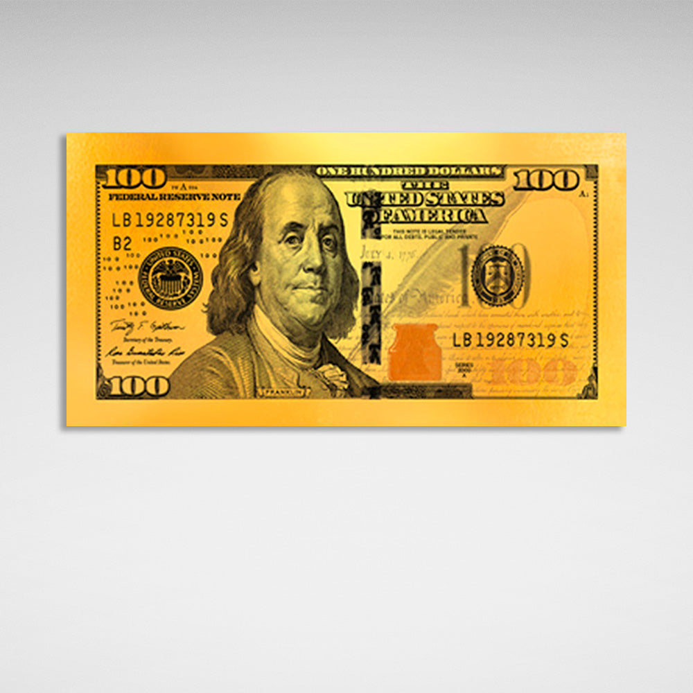 One hundred dollars yellow Inspirational Canvas Wall Art Print