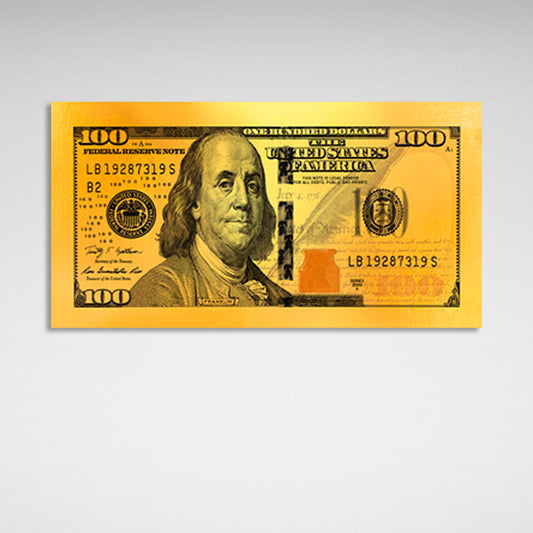 One hundred dollars yellow Inspirational Canvas Wall Art Print