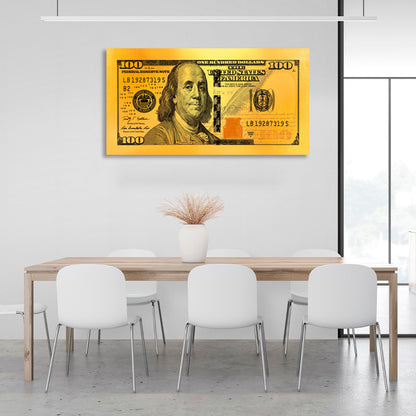 One hundred dollars yellow Inspirational Canvas Wall Art Print