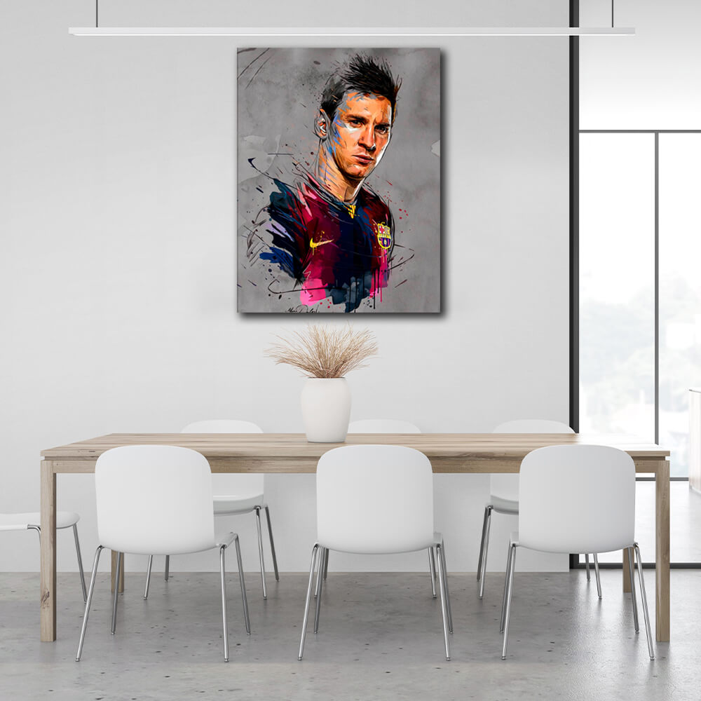 Footballer Lionel Messi Canvas Wall Art Print