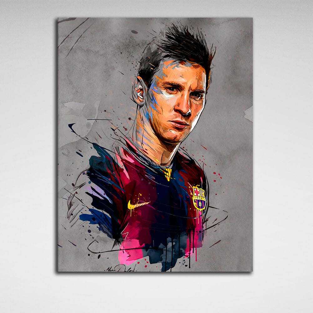 Footballer Lionel Messi Canvas Wall Art Print