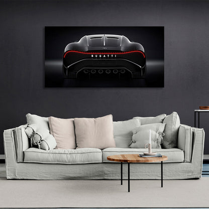 Bugatti on black background Canvas Wall Art Print