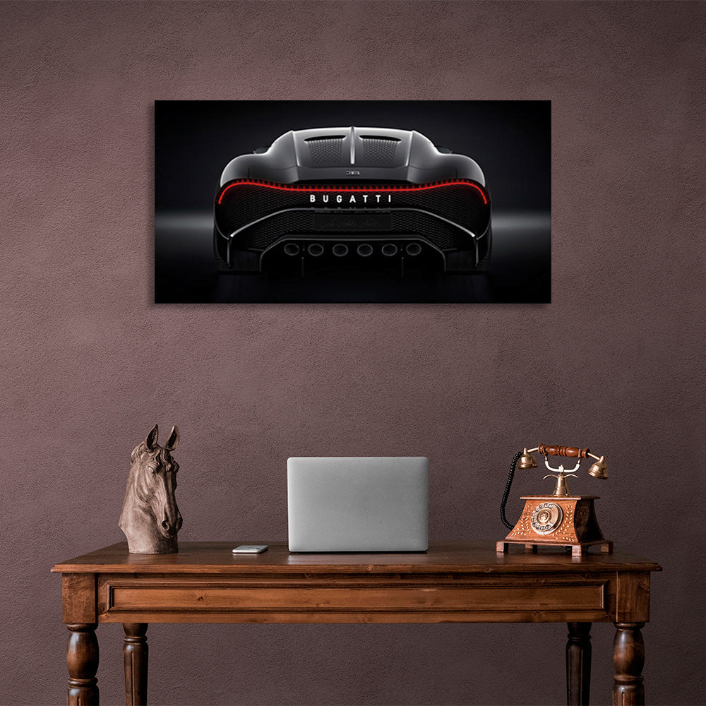 Bugatti on black background Canvas Wall Art Print