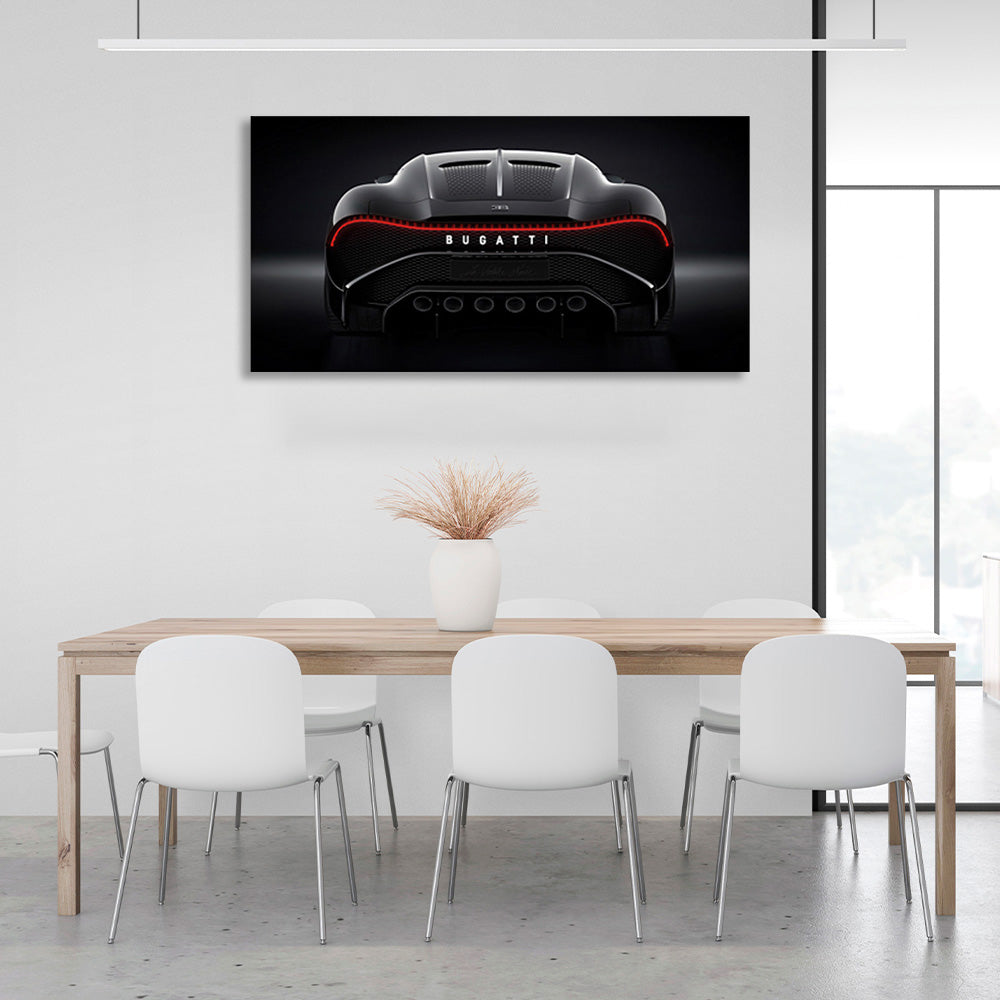 Bugatti on black background Canvas Wall Art Print