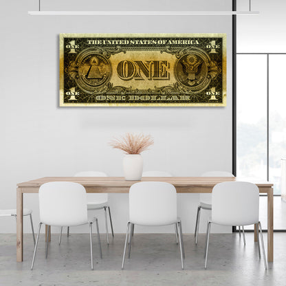 Designer One Dollar gold Inspirational Canvas Wall Art Print