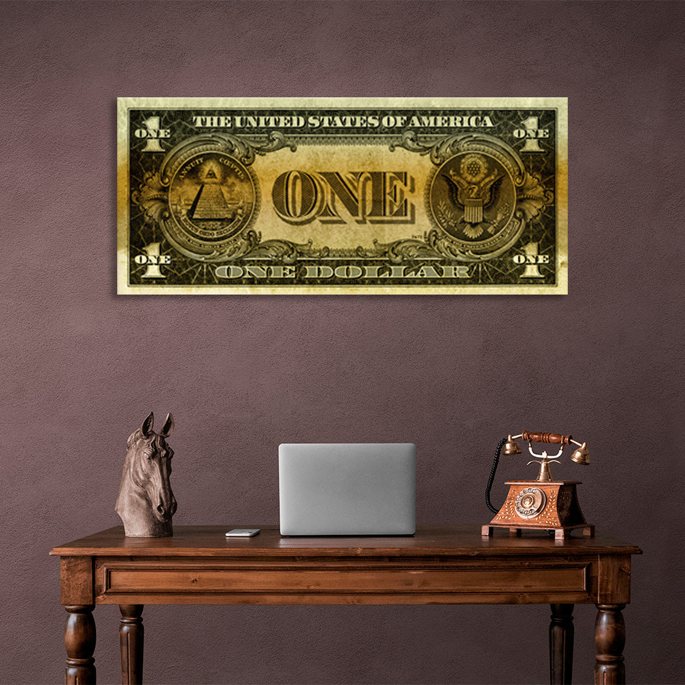 Designer One Dollar gold Inspirational Canvas Wall Art Print