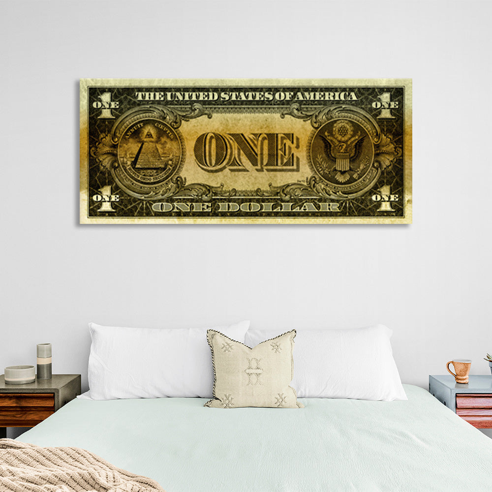 Designer One Dollar gold Inspirational Canvas Wall Art Print