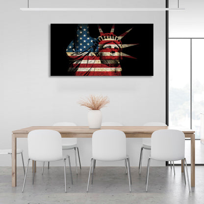 Statue of liberty on a black background Canvas Wall Art Print