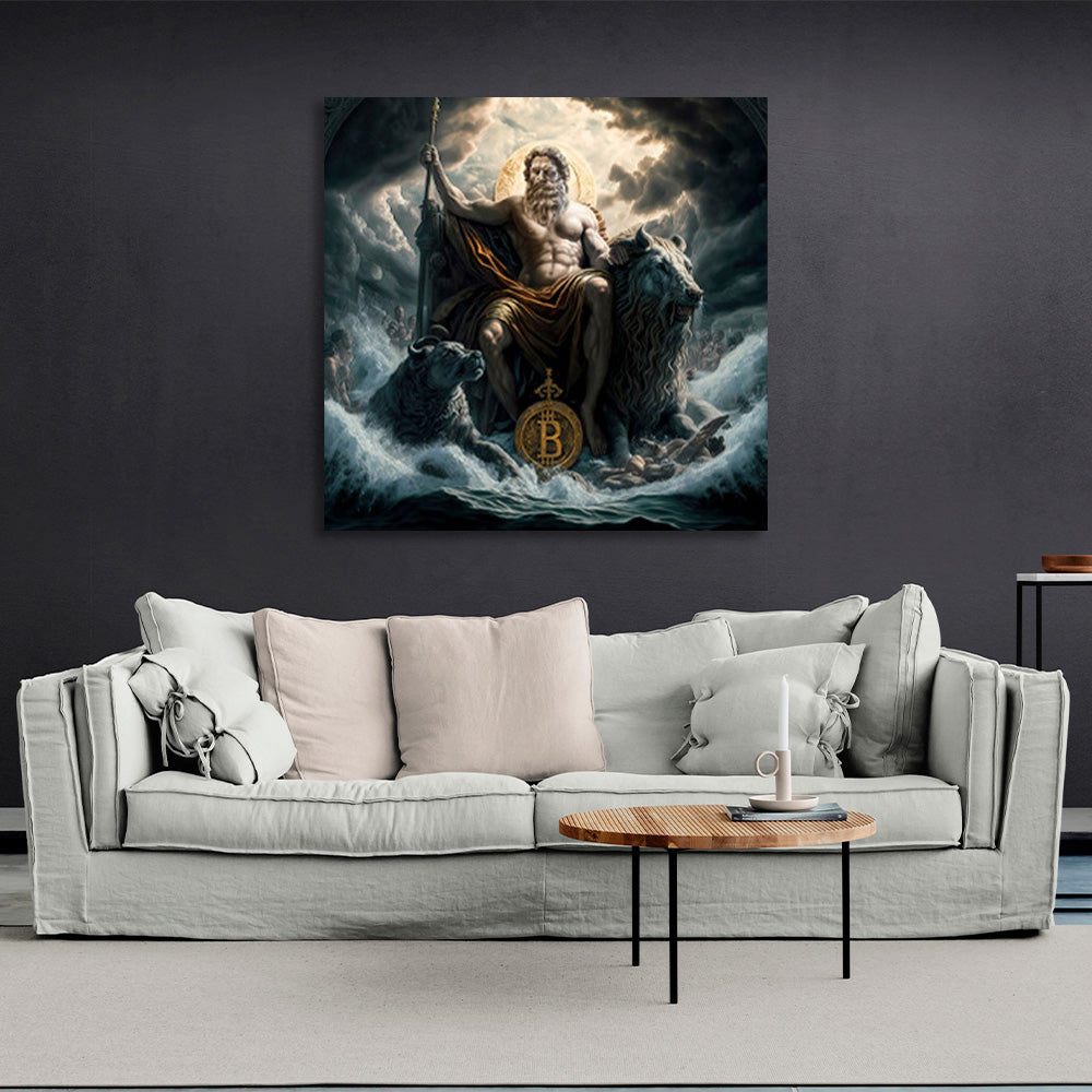 Zeus with the animals in the clouds Canvas Wall Art Print