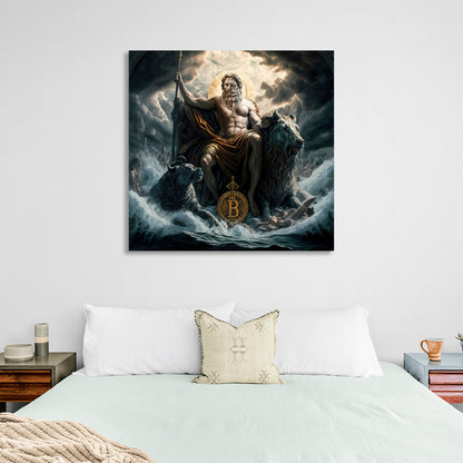 Zeus with the animals in the clouds Canvas Wall Art Print