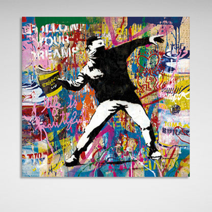 A guy in graffiti Canvas Wall Art Print