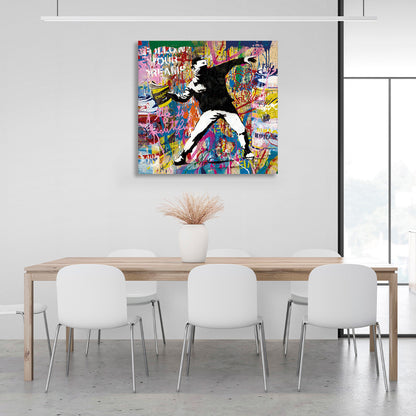 A guy in graffiti Canvas Wall Art Print