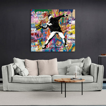 A guy in graffiti Canvas Wall Art Print