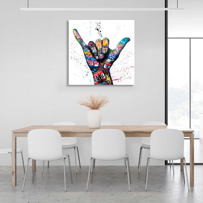 Hand in bright colors on a white background Canvas Wall Art Print