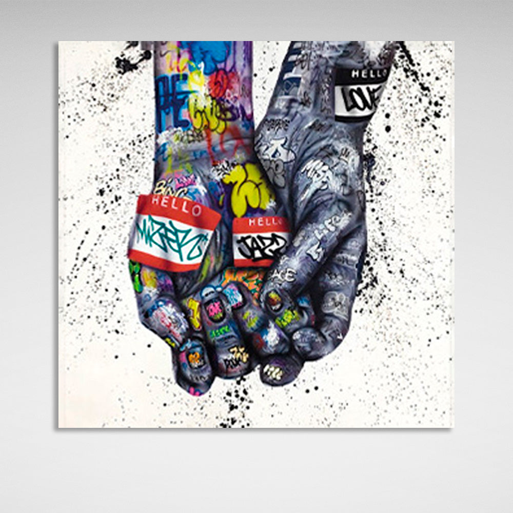 Two hands holding each other Canvas Wall Art Print