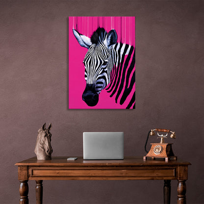 Zebra on pink Canvas Wall Art Print