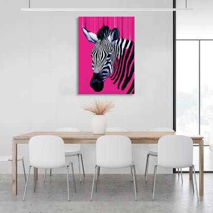 Zebra on pink Canvas Wall Art Print