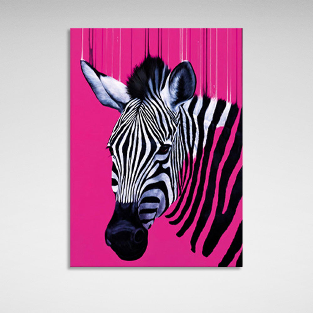 Zebra on pink Canvas Wall Art Print