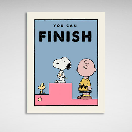 A pedestal with a doggy in first place Motivational Canvas Wall Art Print