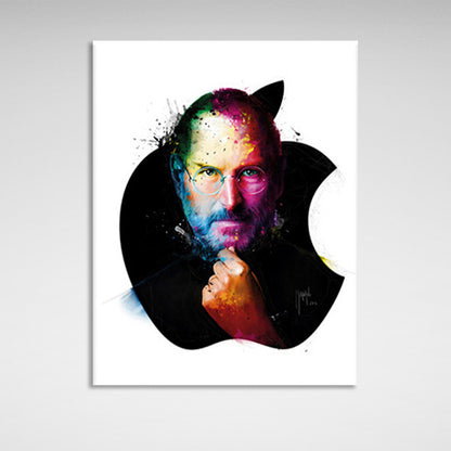 Steve Jobs in the apple logo on a white background Canvas Wall Art Print