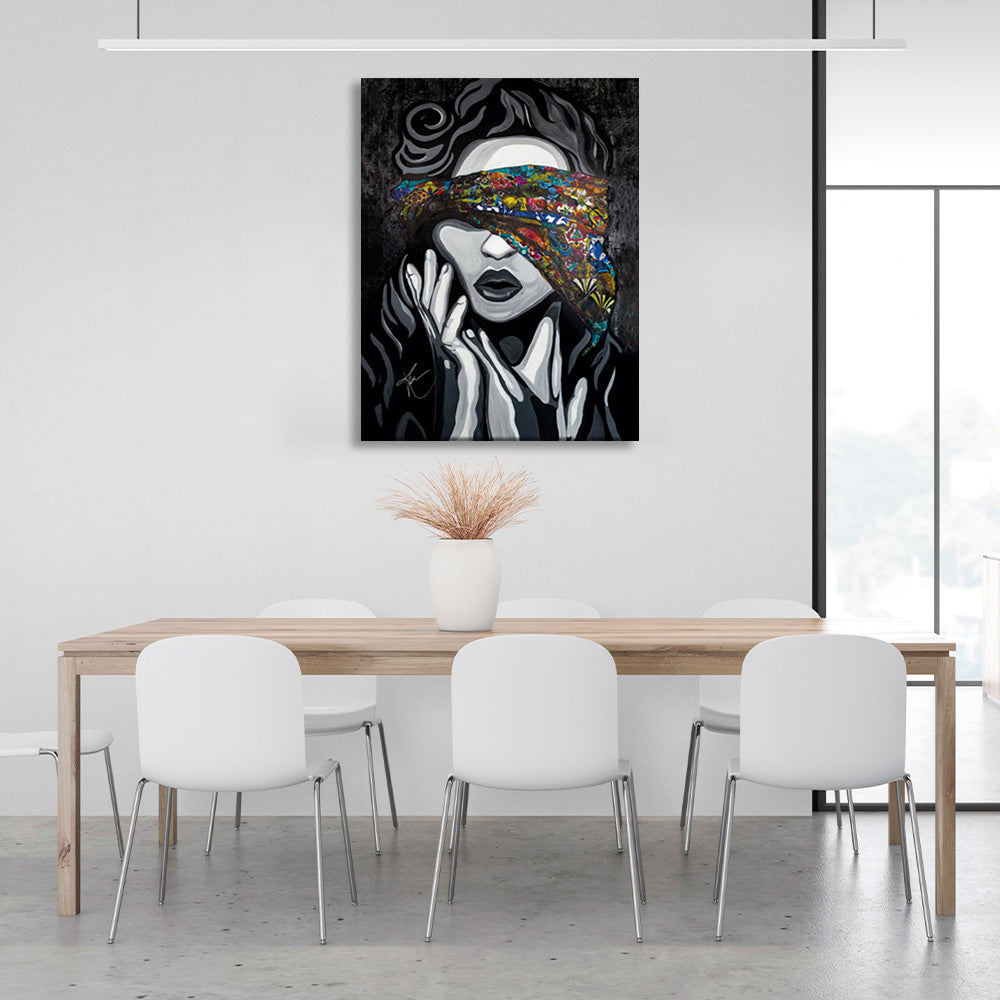 The girl with her eyes closed Canvas Wall Art Print