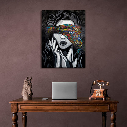 The girl with her eyes closed Canvas Wall Art Print