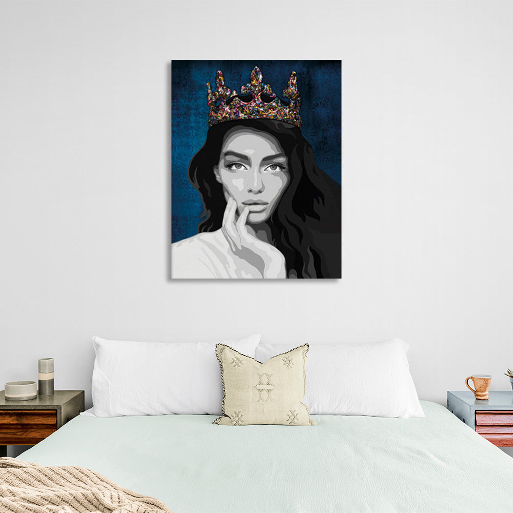 The girl with the crown on her head Canvas Wall Art Print