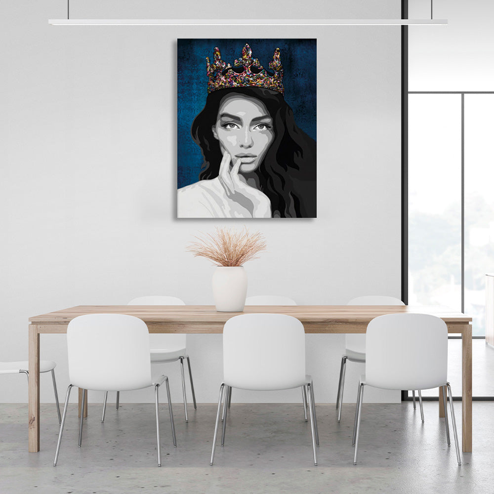 The girl with the crown on her head Canvas Wall Art Print