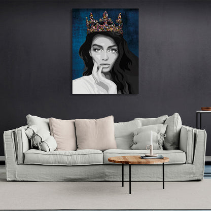 The girl with the crown on her head Canvas Wall Art Print