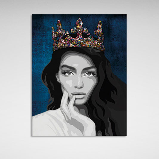 The girl with the crown on her head Canvas Wall Art Print