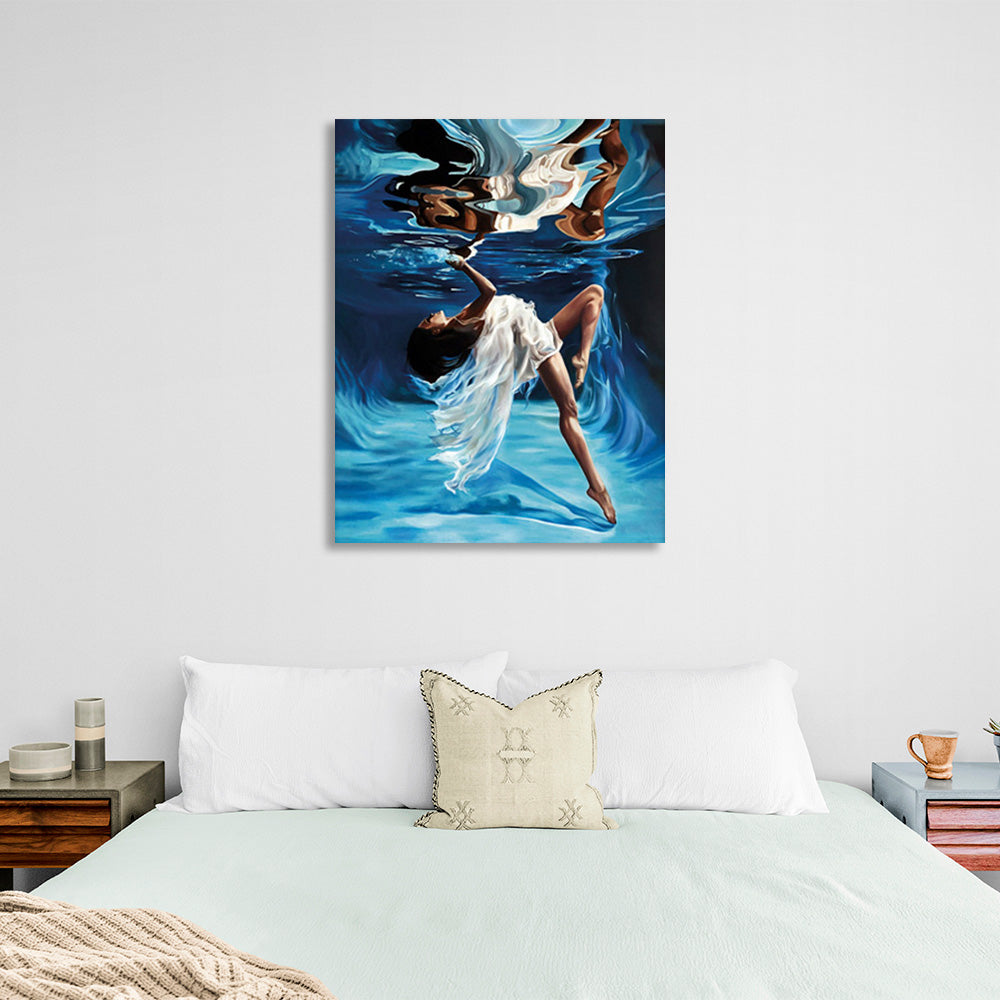 A girl underwater Canvas Wall Art Print