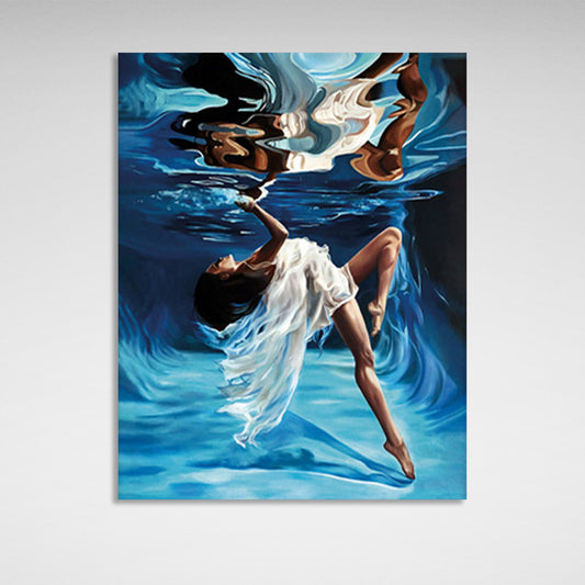 A girl underwater Canvas Wall Art Print