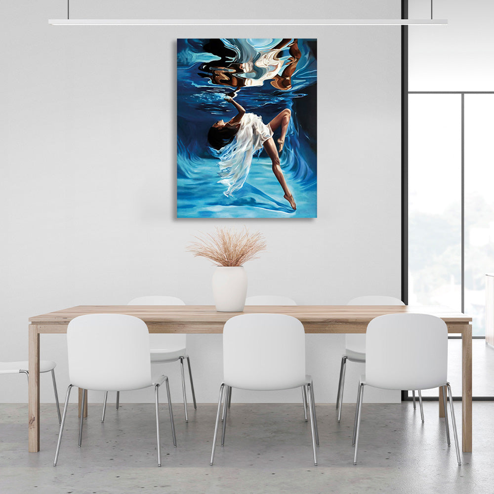 A girl underwater Canvas Wall Art Print