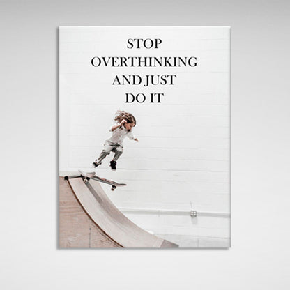 A girl on a skateboard with a sign on it Motivational Canvas Wall Art Print