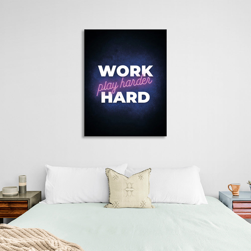 Inscription on dark blue background with black border Motivational Canvas Wall Art Print