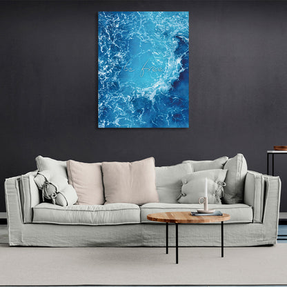 Blue waves with the inscription Motivational Canvas Wall Art Print