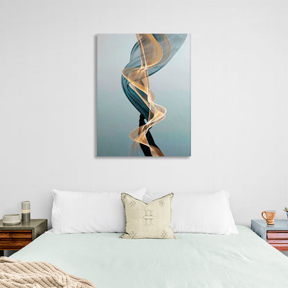 In golden turquoise on a soft blue background Abstraction Canvas Wall Art Print