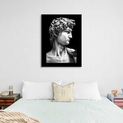 Bust of a Greek sculpture on a black background Canvas Wall Art Print