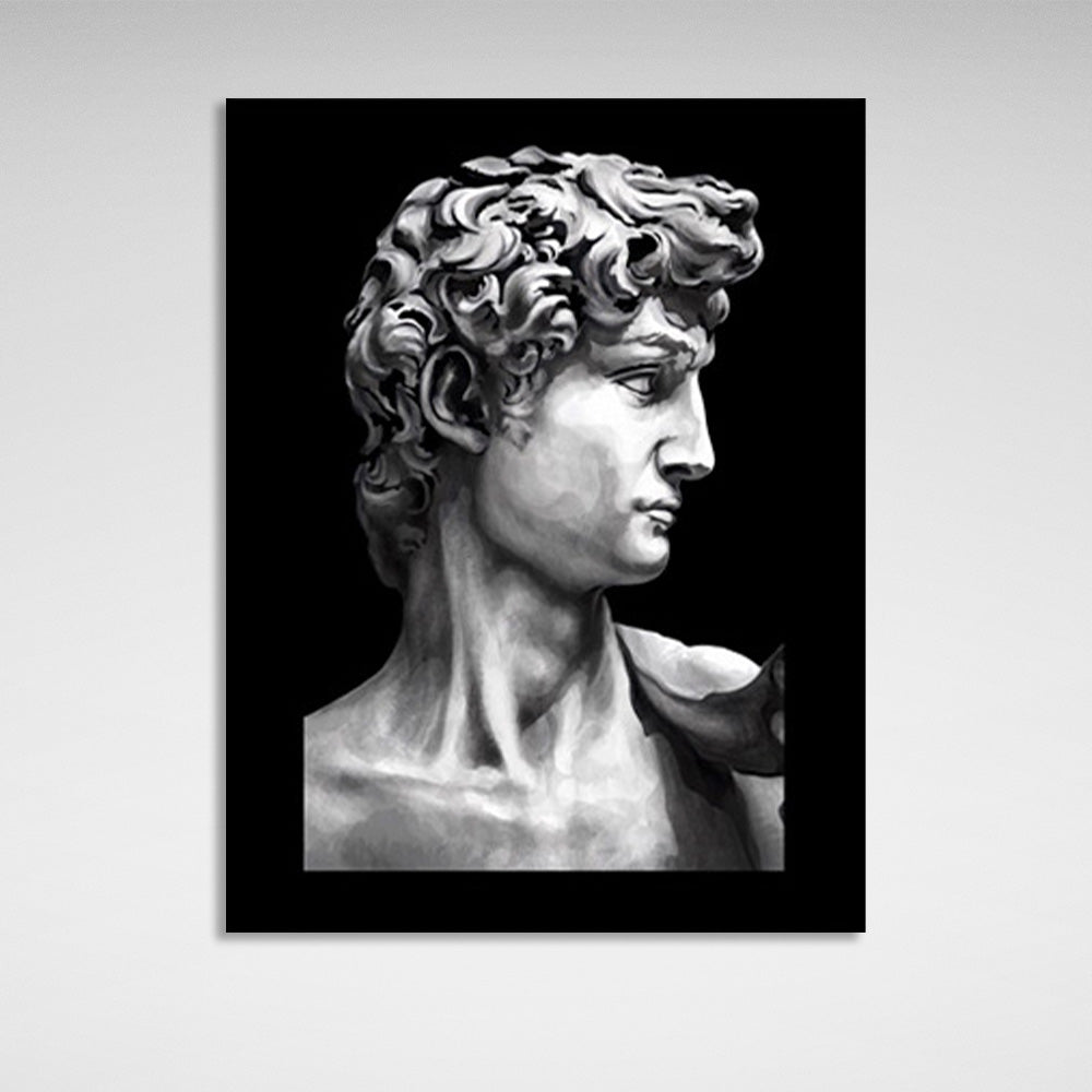 Bust of a Greek sculpture on a black background Canvas Wall Art Print