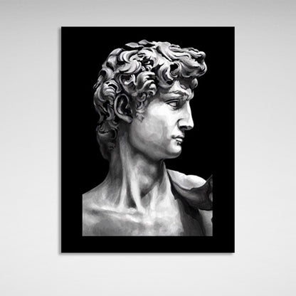 Bust of a Greek sculpture on a black background Canvas Wall Art Print