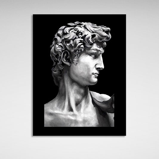 Bust of a Greek sculpture on a black background Canvas Wall Art Print