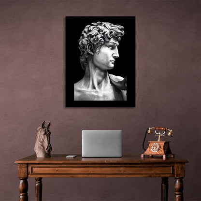 Bust of a Greek sculpture on a black background Canvas Wall Art Print