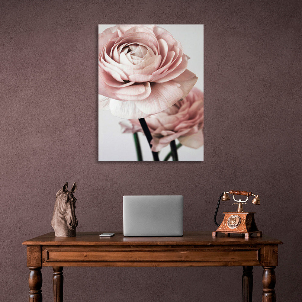 Delicate roses on a light background Canvas Wall Art Print