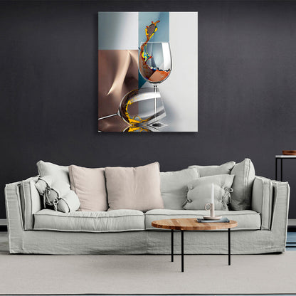 Abstraction Two wine glasses Canvas Wall Art Print For Kitchen