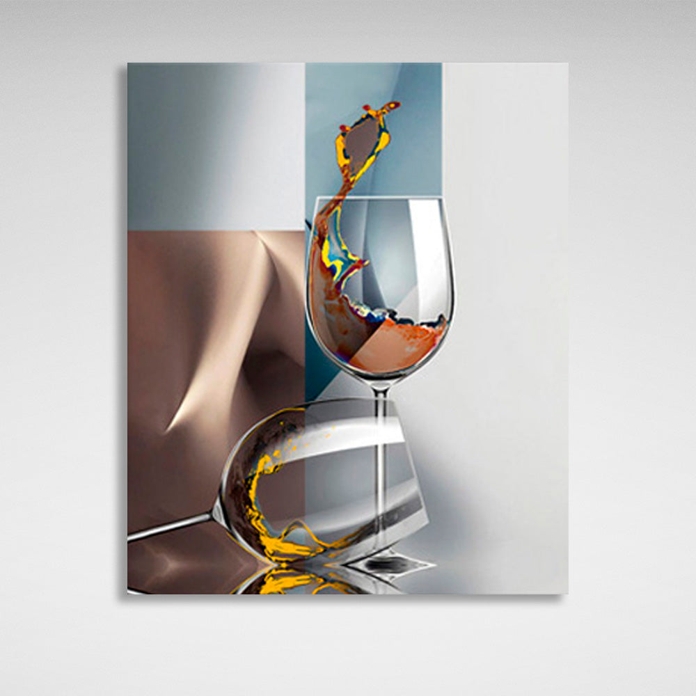 Abstraction Two wine glasses Canvas Wall Art Print For Kitchen