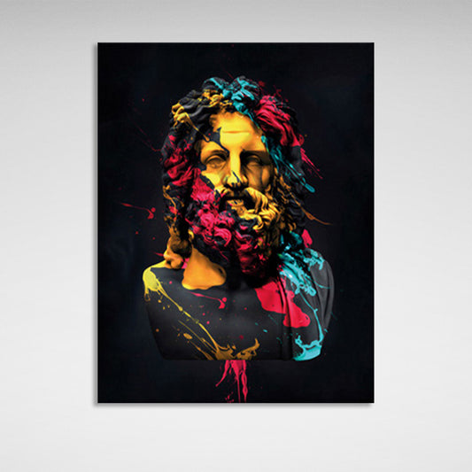 Bust sculpture with vibrant hues Canvas Wall Art Print