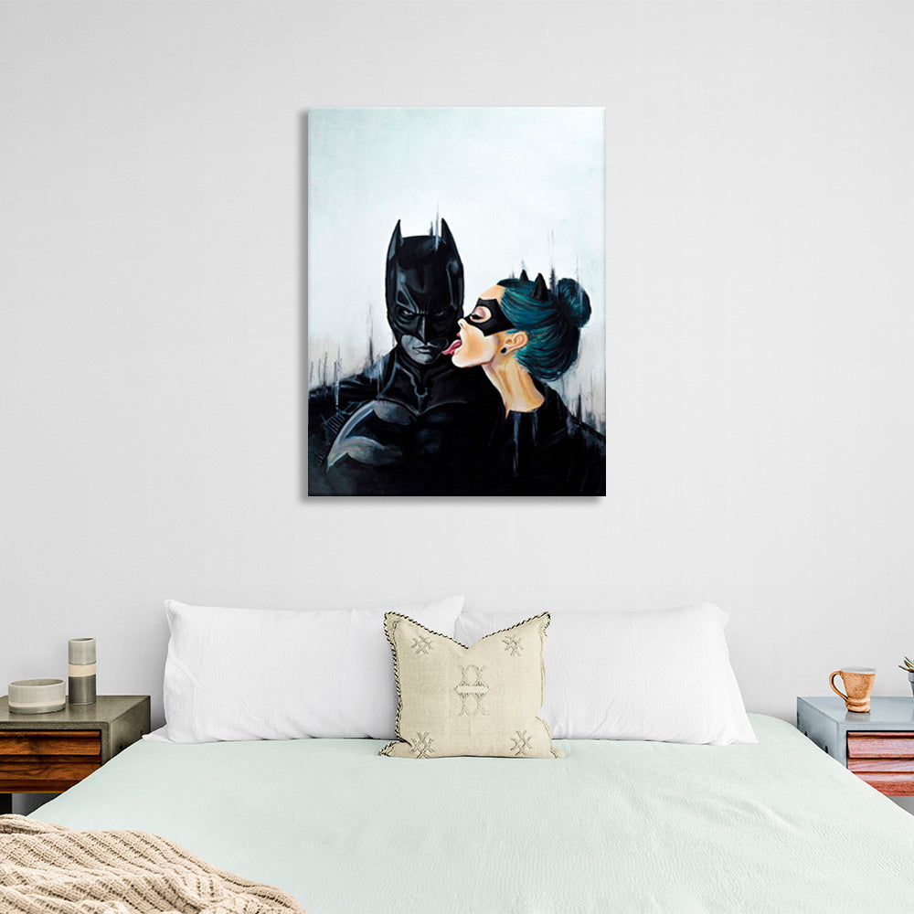 Batman and the girl Canvas Wall Art Print