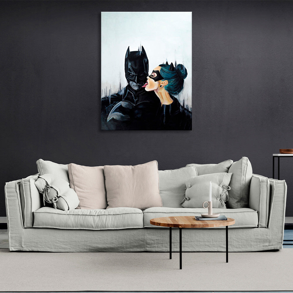 Batman and the girl Canvas Wall Art Print