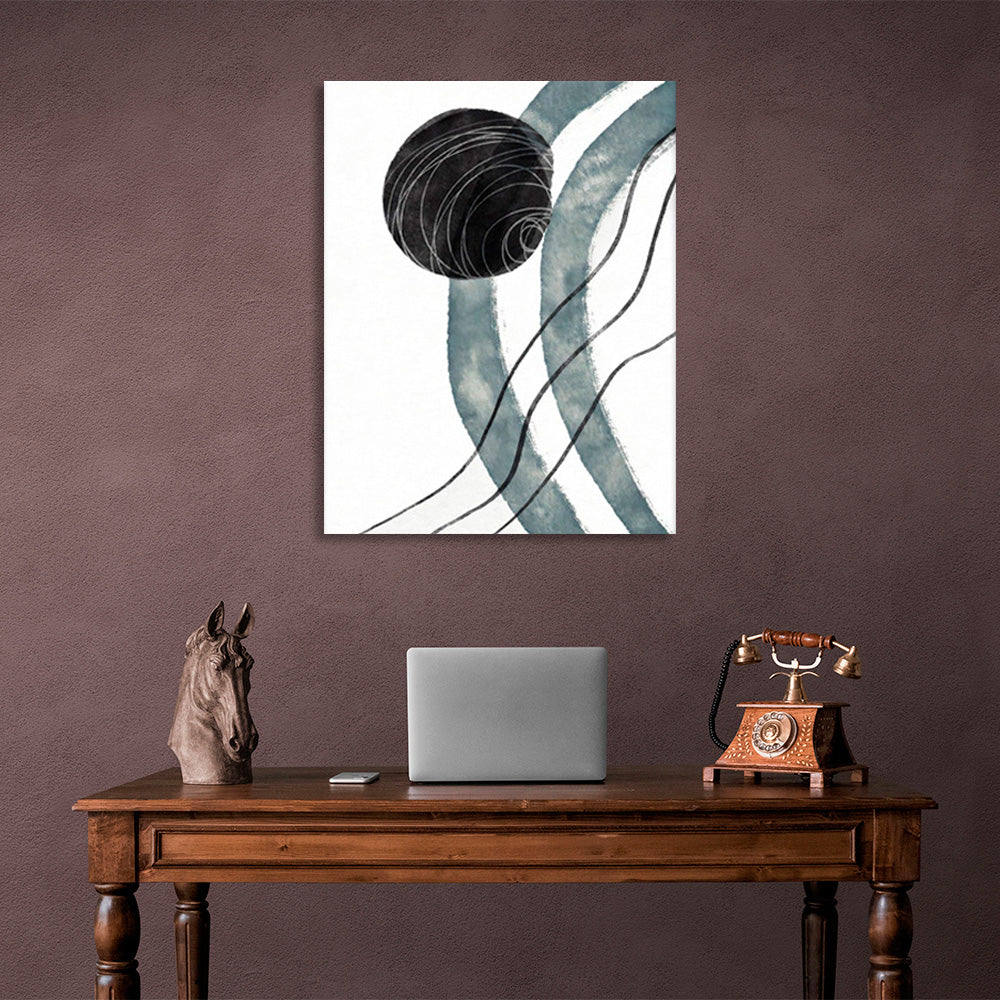 Abstraction in black and gray on a white background Abstraction Canvas Wall Art Print